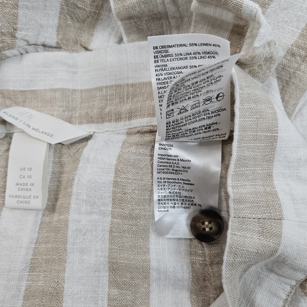 H&M Beige and White Striped Button-Front A-Line Skirt - Picture 6 of 7